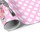 Safari vrienden, giraffe, zebra, tijger, roze polk cadeaupapier (Rol Hoek)