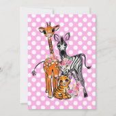Safari vrienden giraffe zebra tijger roze polka kaart (Voorkant)