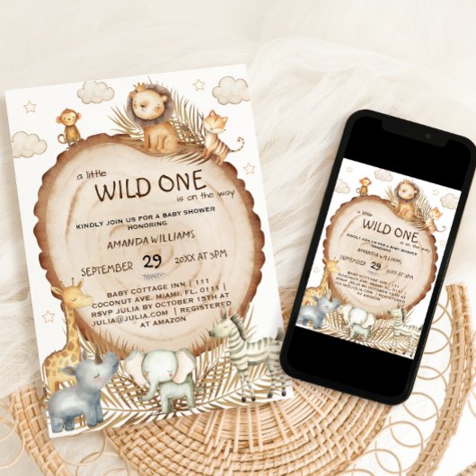 Safari Vrienden Rustiek Boho Baby shower Kaart