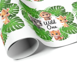 Safari vrienden tijger giraffe zebra aap olifant cadeaupapier