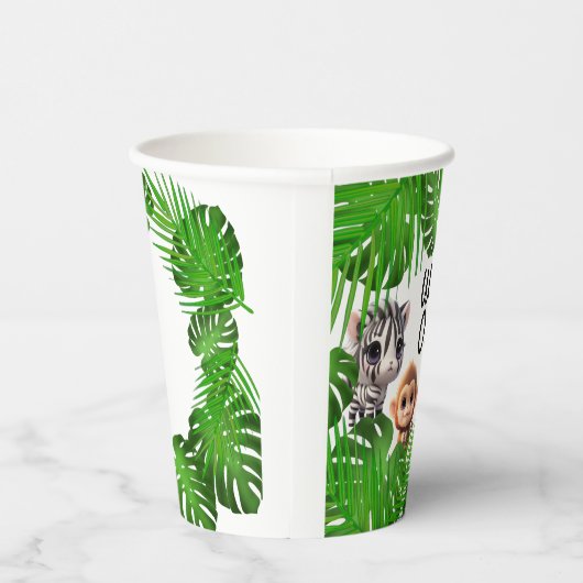 Safari vrienden tijger giraffe zebra aap olifant papieren bekers (Rechts)