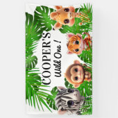 Safari vrienden tijger giraffe zebra aap olifant spandoek (Verticaal)