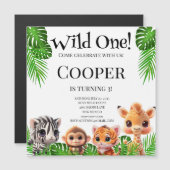 Safari vrienden tijger giraffe zebra aap verjaarda (Voorkant / Achterkant)