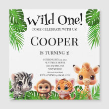 Safari vrienden tijger giraffe zebra aap verjaarda