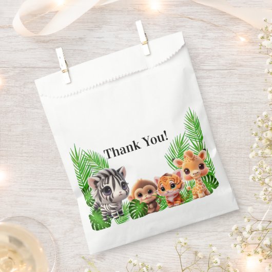 Safari vrienden tijger giraffe zebra aap verjaarda bedankzakje (Geknipt)