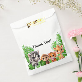 Safari vrienden tijger giraffe zebra aap verjaarda bedankzakje