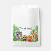 Safari vrienden tijger giraffe zebra aap verjaarda bedankzakje (Voorkant)