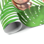 Safari vrienden tijger giraffe zebra aap verjaarda cadeaupapier (Rol Hoek)