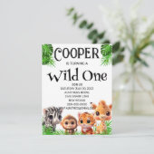 Safari vrienden tijger giraffe zebra aap verjaarda kaart (Staand voorkant)