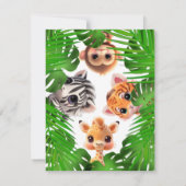 Safari vrienden tijger giraffe zebra aap verjaarda kaart (Achterkant)