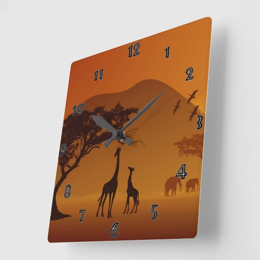 Safari Wall Clock Vierkante Klok (Hoek)