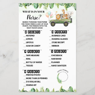 Safari Wat zit er in je handtas baby shower spelka Flyer