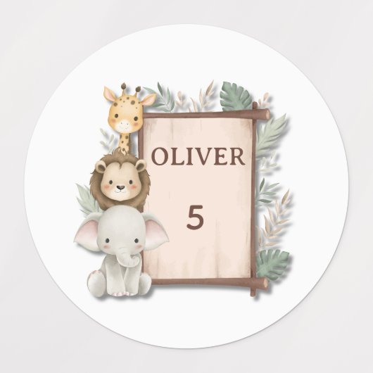 Safari Waterproof Labels, Oliver's Name Labels  (Design 1)