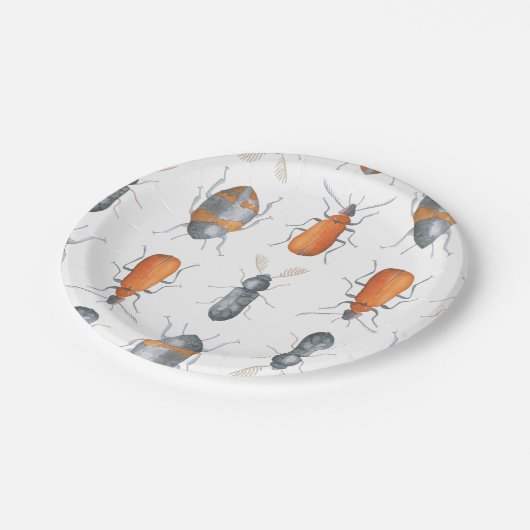 Safari Waterverf Bugs Pattern Papieren Bordje (Gekanteld)