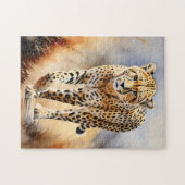 Safari Waterverf Cheetah Natuur Legpuzzel (Horizontaal)