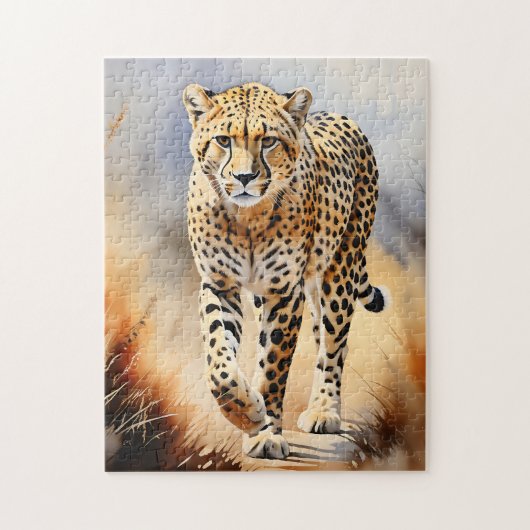 Safari Waterverf Cheetah Natuur Legpuzzel (Verticaal)