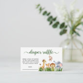 Safari Waterverf Diaper Raffle Baby shower Informatiekaartje (Staand voorkant)
