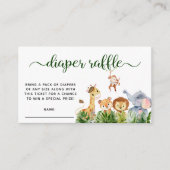 Safari Waterverf Diaper Raffle Baby shower Informatiekaartje (Voorkant)