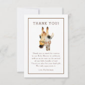 Safari Waterverf Giraffe Baby shower Dank u wel Bedankkaart (Voorkant)