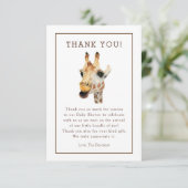 Safari Waterverf Giraffe Baby shower Dank u wel Bedankkaart (Staand voorkant)