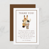 Safari Waterverf Giraffe Baby shower Dank u wel Bedankkaart (Voorkant / Achterkant)