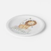 Safari Waterverf Leeuw Prince Kids Verjaardag Papieren Bordje (Gekanteld)