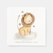 Safari Waterverf Leeuw Prince Kids Verjaardag Servet (Voorkant)