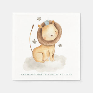 Safari Waterverf Lion Prince Kids Birthday Servet