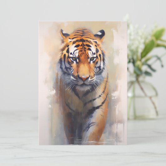 Safari Waterverf Tijger Feestdagenkaart (Staand voorkant)