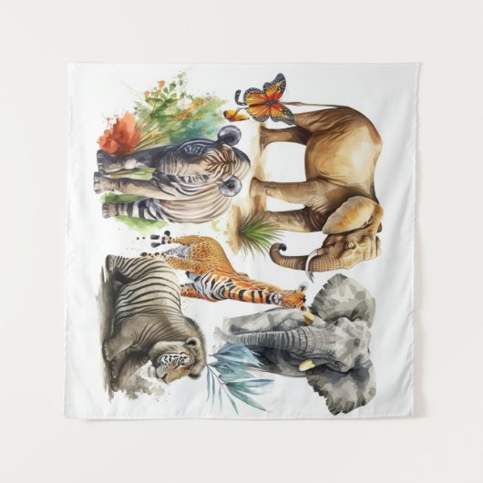 Safari Waterverf Wandkleed (Voorkant (horizontaal))