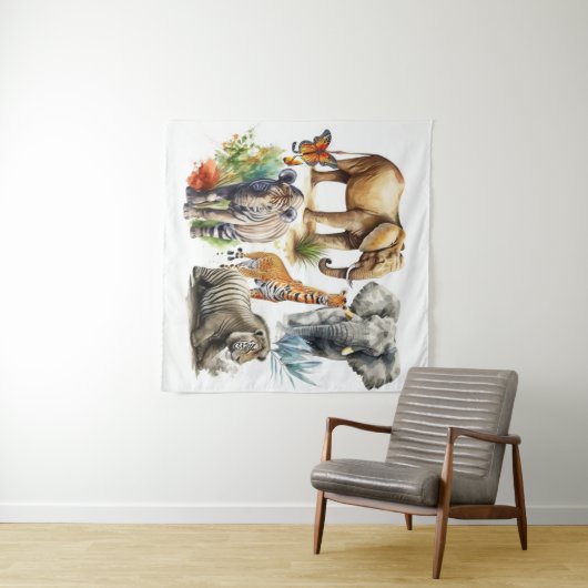 Safari Waterverf Wandkleed (In Situ (horizontaal))