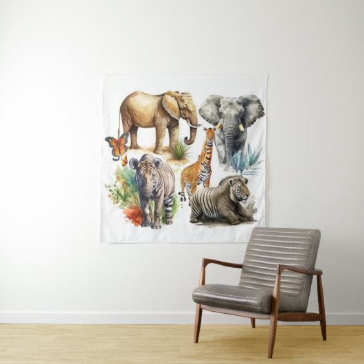 Safari Waterverf Wandkleed (In situ)