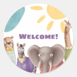 Safari Welcome Cupcake Topper Ronde Sticker