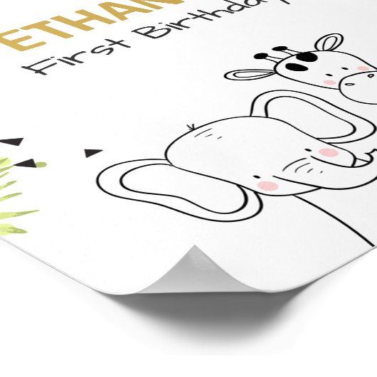 Safari Welkom Sign Zoo Safari Oerwoud Wild One Poster (Hoek)