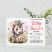 Safari Whimsical Zebra Baby shower Kaart (Staand voorkant)