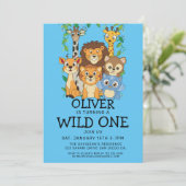 Safari Wild 1e verjaardag uitnodigingen (Staand voorkant)