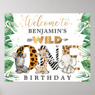 Safari Wild 1st Birthday Party Poster
