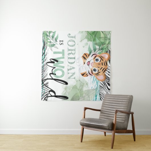 Safari Wild 2e verjaardag Leeuw Persoonlijk Wandkleed (In Situ (horizontaal))