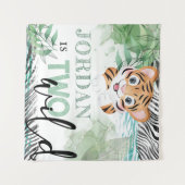 Safari Wild 2e verjaardag Lion gepersonaliseerd Wandkleed (Voorkant (horizontaal))