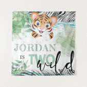 Safari Wild 2e verjaardag Lion gepersonaliseerd Wandkleed (Voorkant)