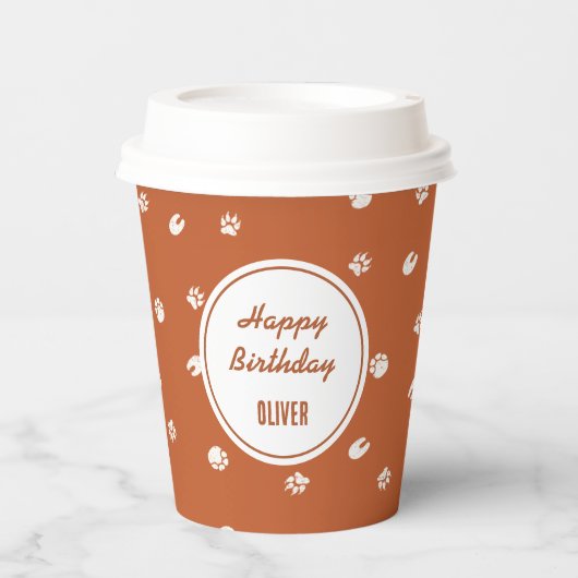 Safari Wild Animal Footprints Verjaardag Papieren Bekers (Voorkant)