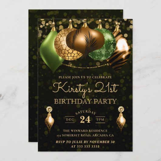 Safari Wild Animal Print Baubles 21ste verjaardag Kaart (Voorkant / Achterkant)