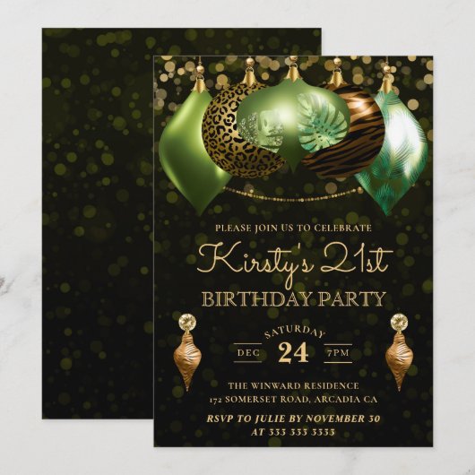 Safari Wild Animal Print Baubles 21ste verjaardag Kaart (Voorkant / Achterkant)