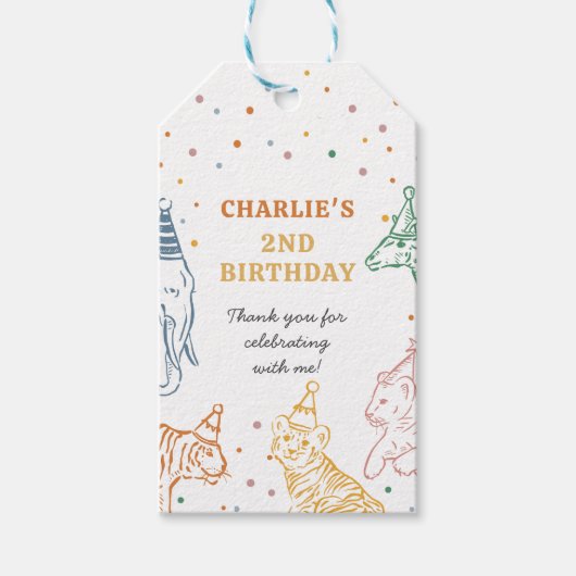 Safari Wild Animals 2nd Birthday Cadeaulabel (Voorkant)