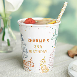 Safari Wild Animals 2nd Birthday Papieren Bekers
