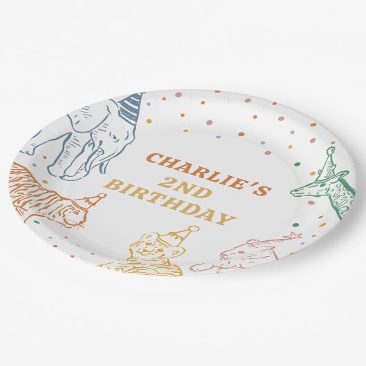 Safari Wild Animals 2nd Birthday Papieren Bordje (Gekanteld)