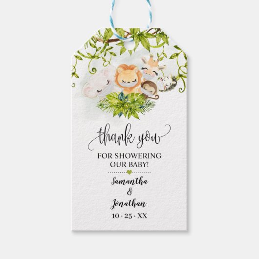Safari Wild Baby Animals Baby shower Favor Cadeaulabel (Voorkant)