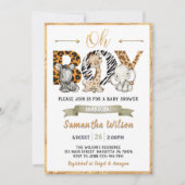 Safari Wild Baby shower Gold Party - Uitnodiging (Voorkant)