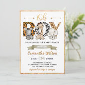 Safari Wild Baby shower Gold Party - Uitnodiging (Staand voorkant)