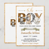 Safari Wild Baby shower Gold Party - Uitnodiging (Voorkant / Achterkant)